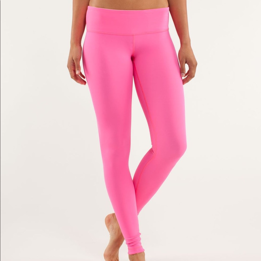 LULULEMON HOT PINK LEGGINGS SIZE 8 Barbie Bubble Gum Fun Pretty Active Sporty